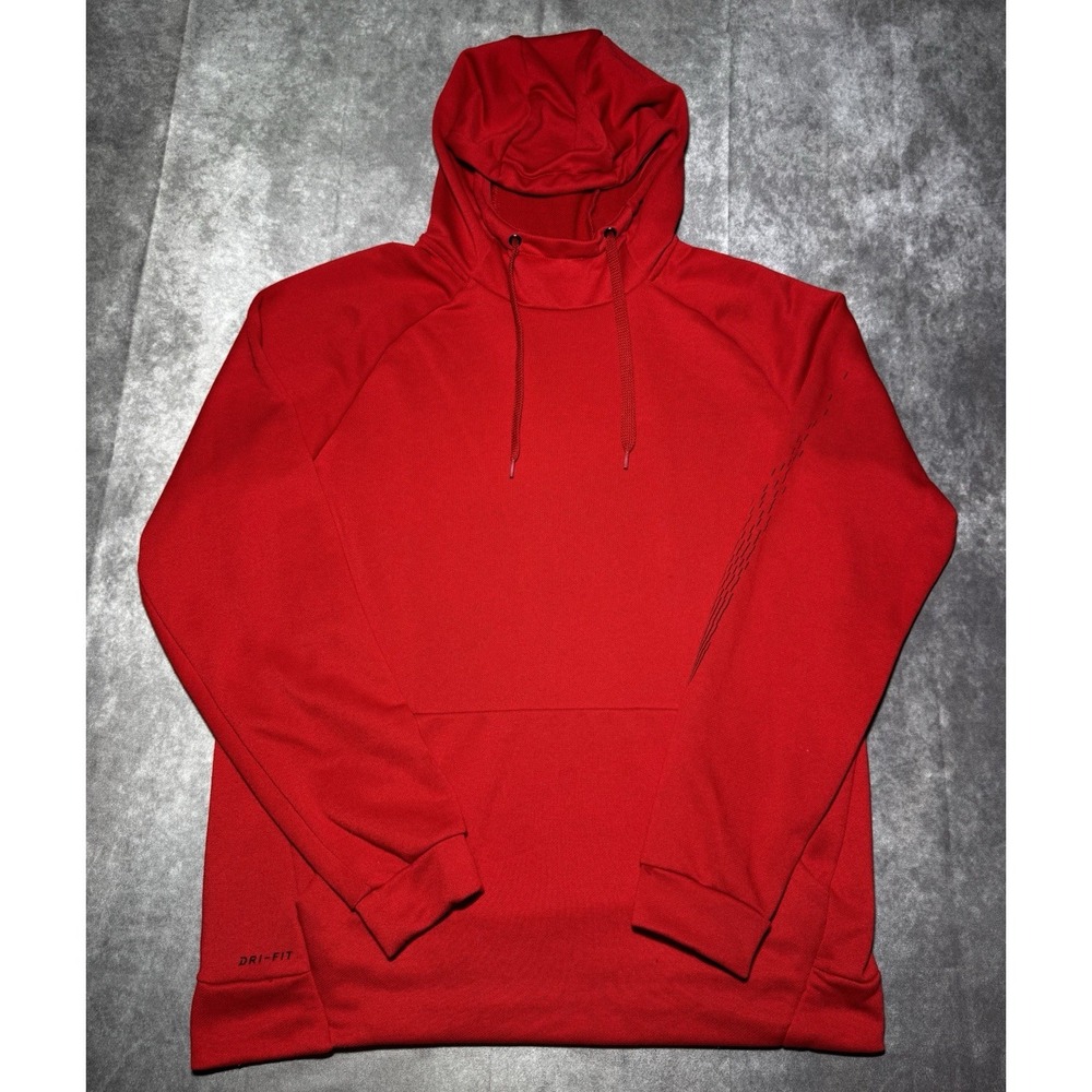 Nike Dri FIT Hoodie Mens L Red Pullover Training Athletic Casual Running